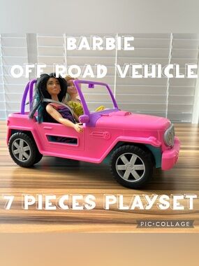 Barbie and Friend Off-Road Vehicle with two Barbie Dolls 7 pieces